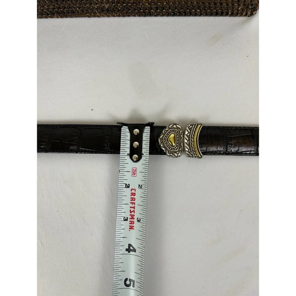 Brighton Reversible Belt Women's Brown/Black Croc Leather Gold Metal Buckle 30 - Picture 7 of 7